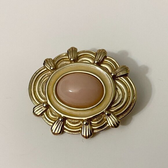 Vintage Cabochon Enamel Brooch Pin Unmarked - Picture 1 of 11
